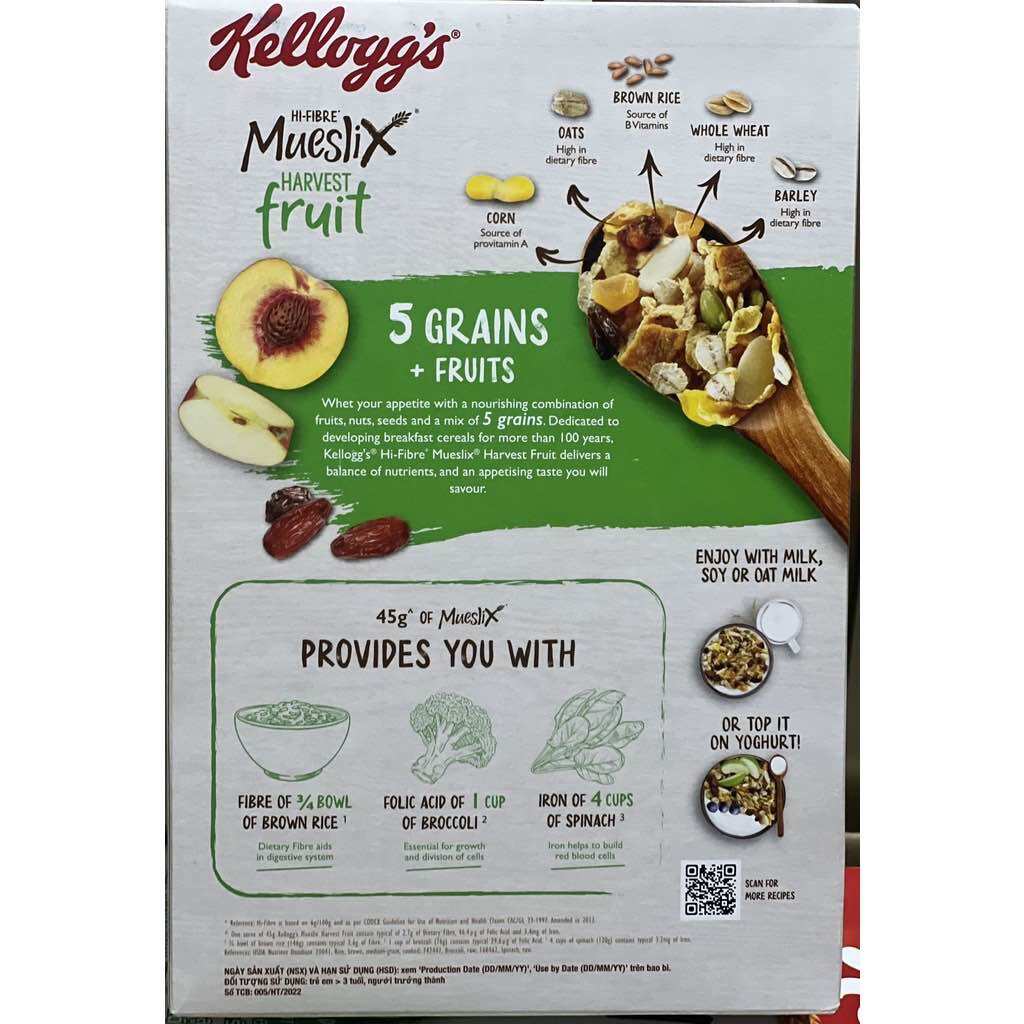 Ngũ Cốc Kellogg's MUESLIX HARVEST FRUIT 355g