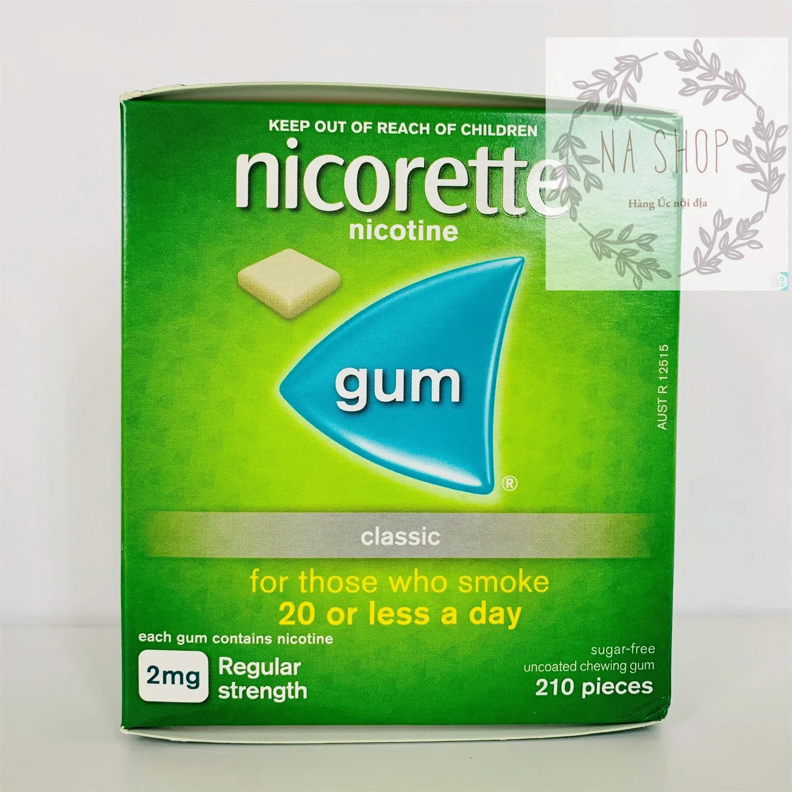 Kẹo gum cai T.H.U.Ố.C lá Nicorette Hàng Úc 2mg CLASSIC - Nicorette Quit Smoking Regular Strength CLASSIC Flavour Chewing Gum 2mg