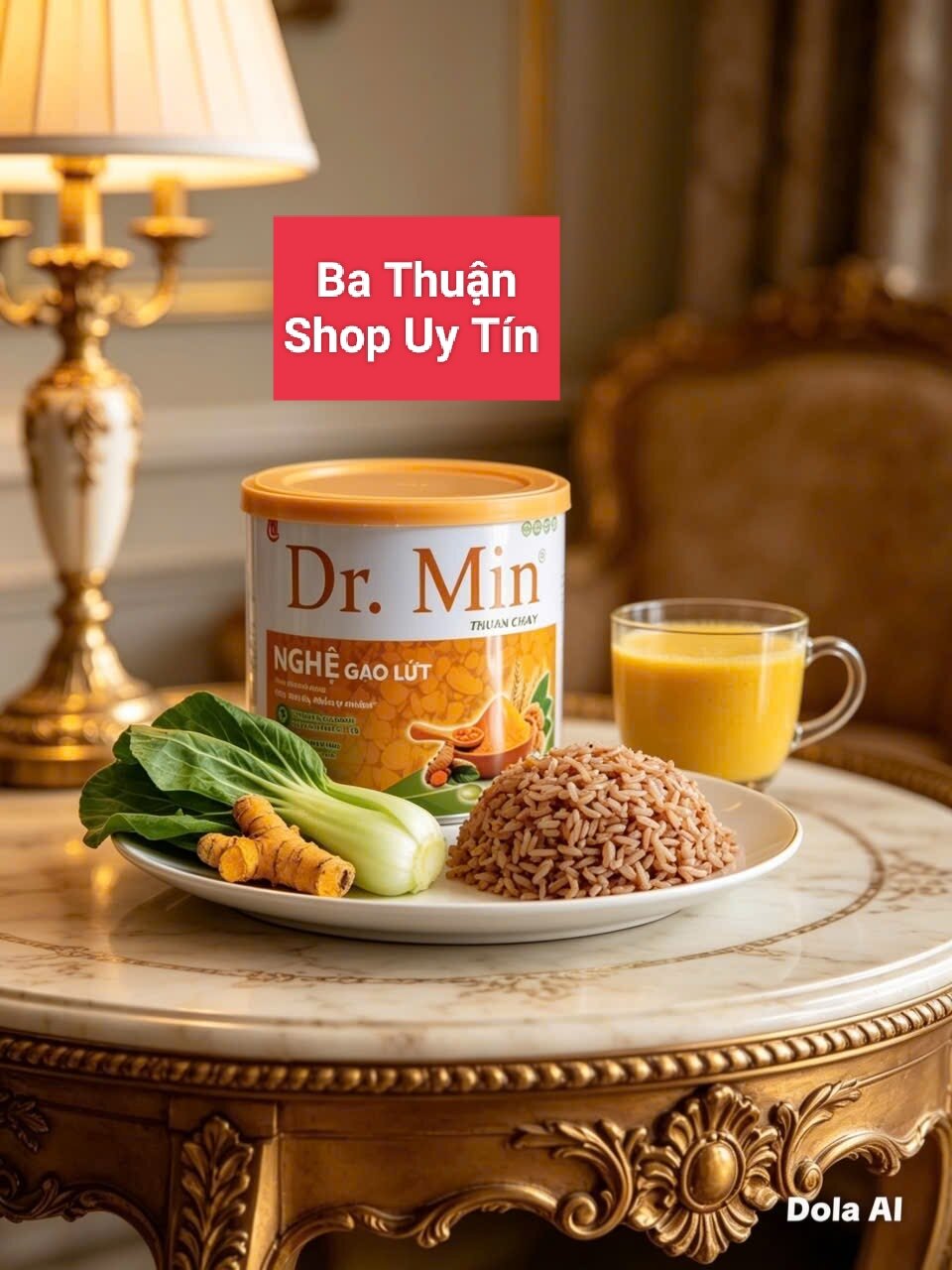 Sữa Nghệ Gạo Lứt Dr. Min 400g - hỗ trợ dạ dày bao tử khỏe mạnh - tặng bàn chải than tre