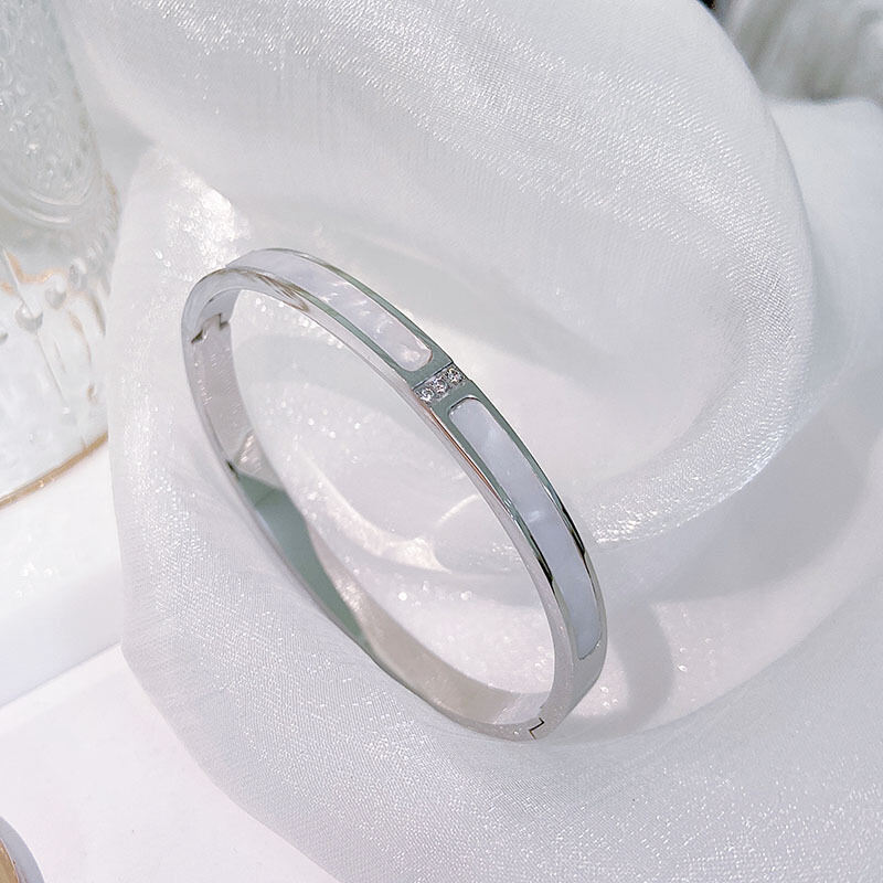Thép Titan Vỏ Trắng Mẹ Vòng Tay Cá Tính Cao Cấp Lắc Tay Nữ Công Sở/Chuyên Nghiệp Họa Tiết Hình Học Không Phai Màu
