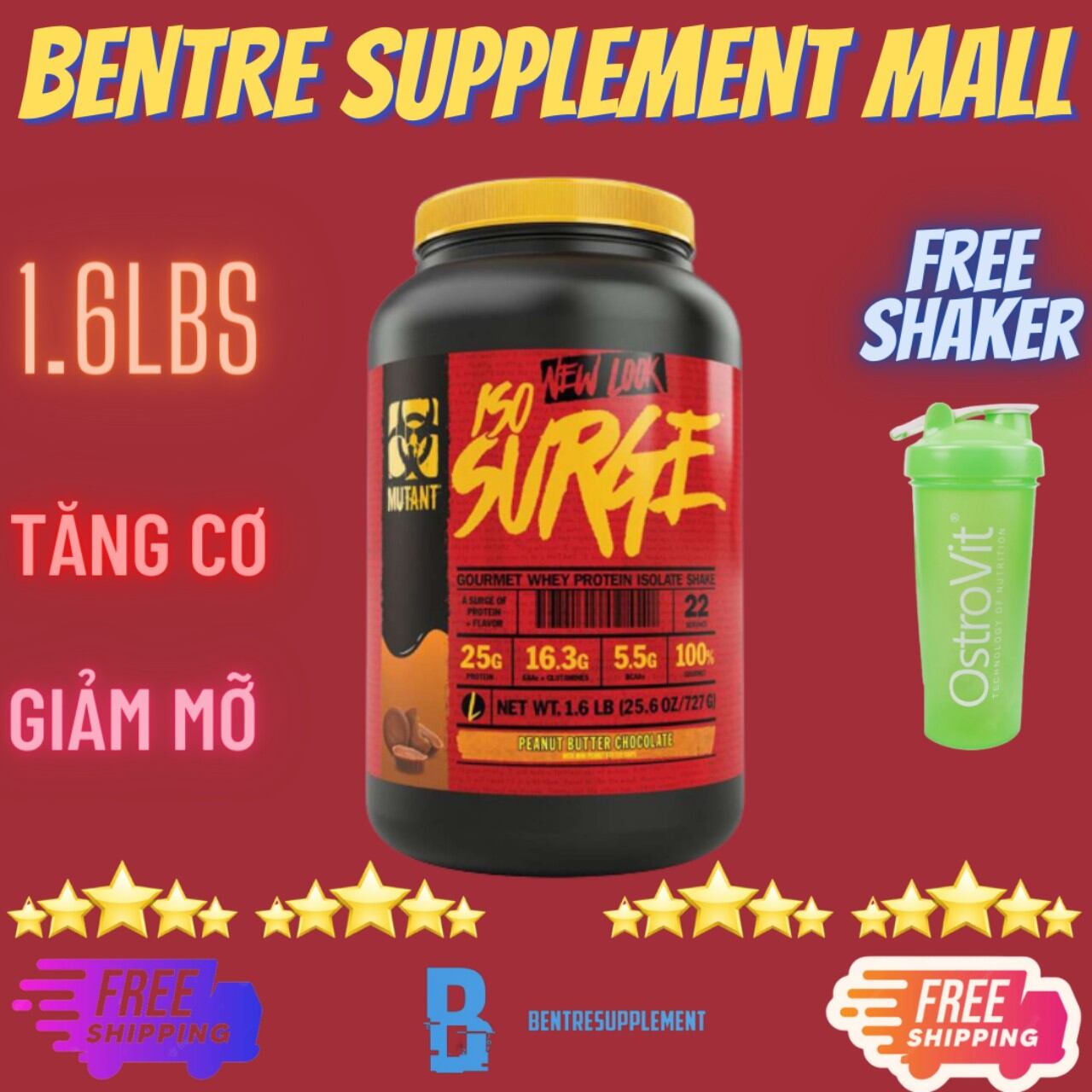 Mutant Iso Surge Whey Protein Tăng Cơ Isolate 1.6Lbs