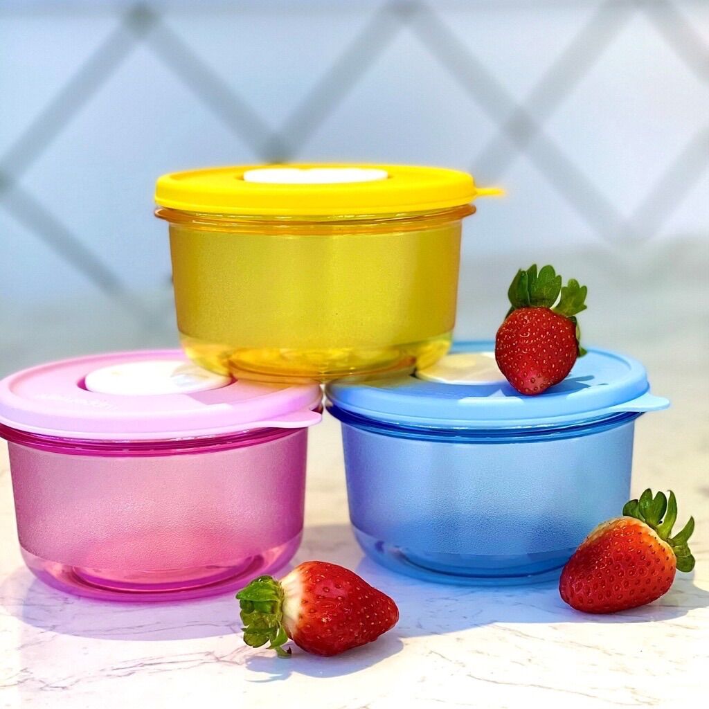 Hộp dùng trong lò vi sóng Crystalwave Soup Bowl, set 3 bát dùng Lò vi sóng Tupperware 400ml/bát
