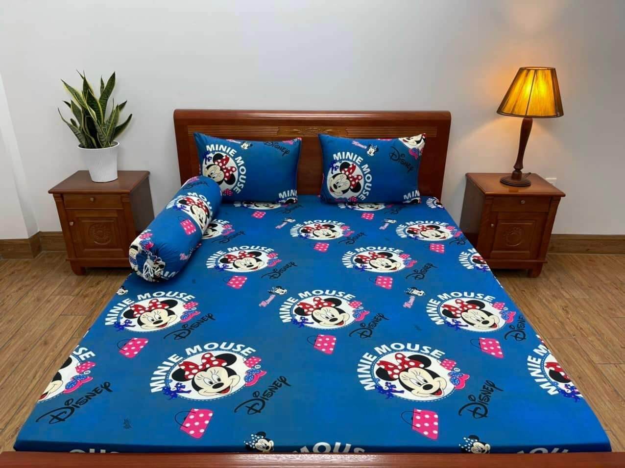 Bộ ga gối thun lạnh hàn quốc bộ 4 món1m6x2m