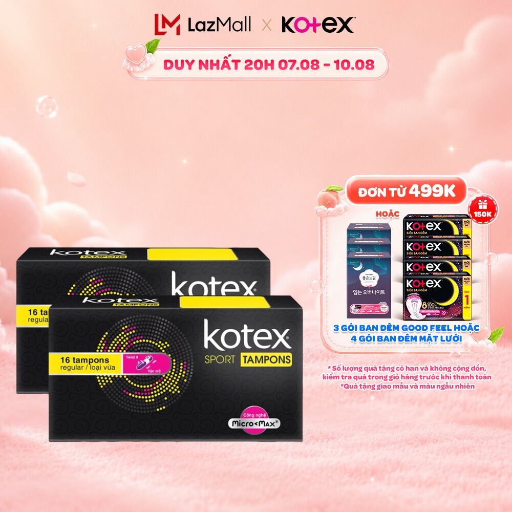 Combo 2 hộp Băng vệ sinh Kotex Tampon 16 miếng