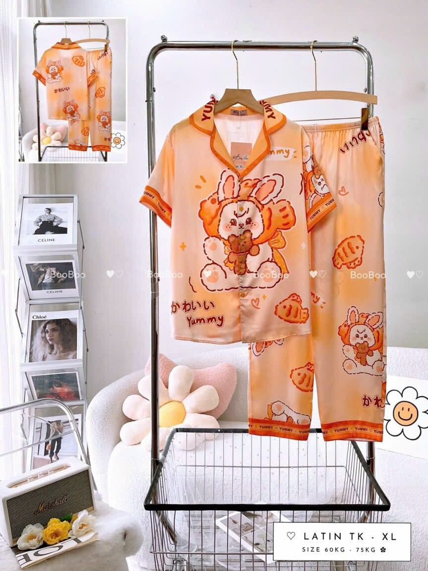 (Bigsize - Tay Ngắn Quần Dài) - Pijama BooBoo Lụa Latin Thiết kế Cao Cấp 60-75kg