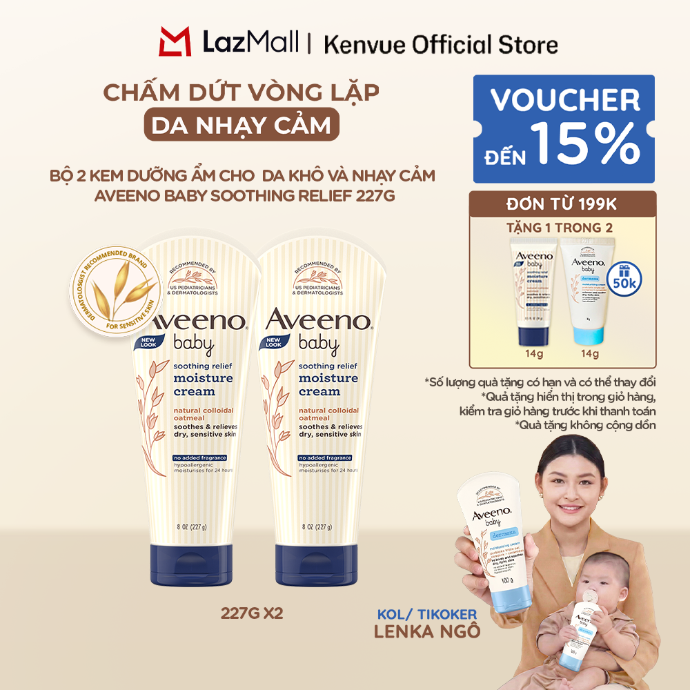 Bộ 2 Kem dưỡng ẩm cho da khô và nhạy cảm Aveeno soothing relief 227g