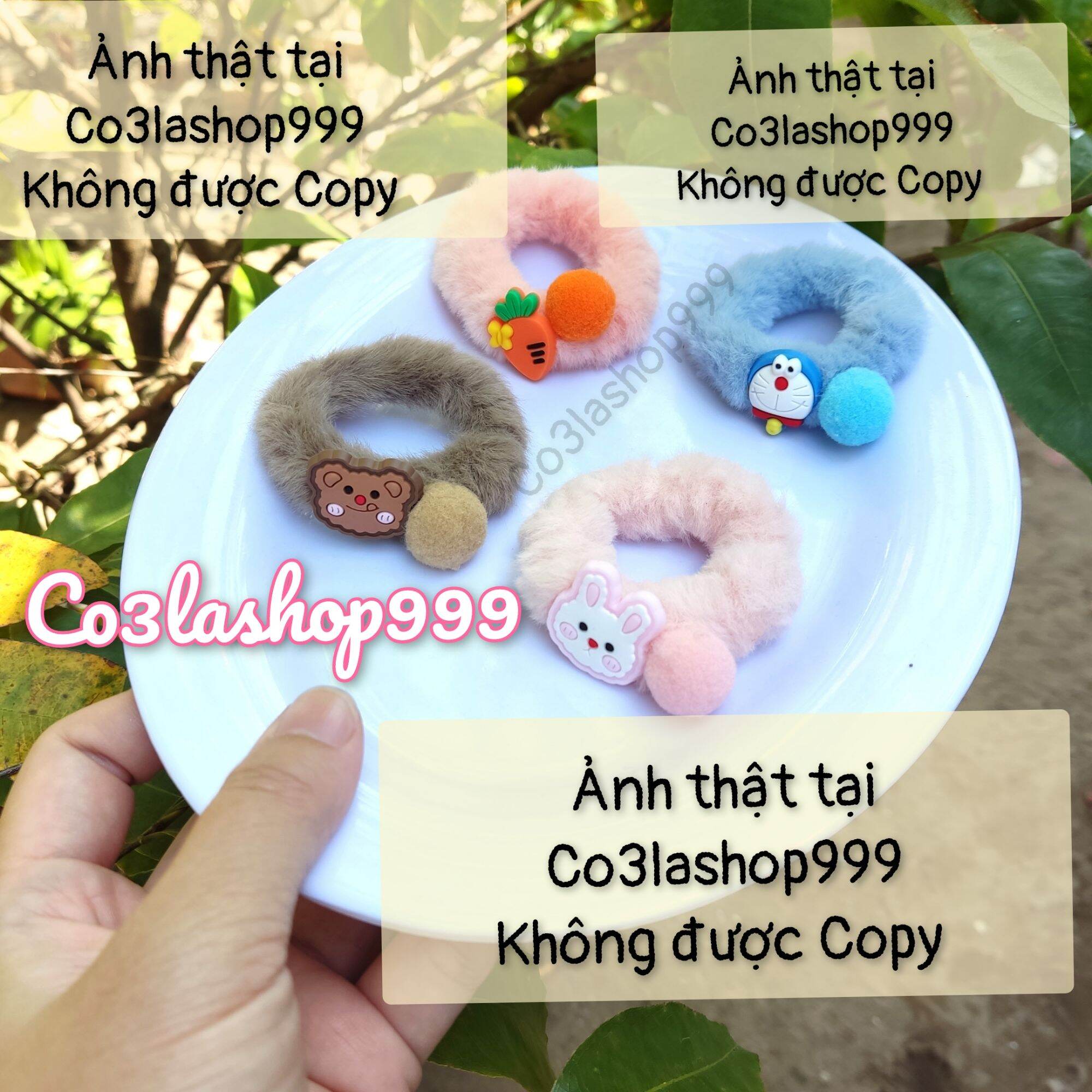 Dây cột tóc lông nhung doremon, gấu, thỏ SIZE NHỎ (1 CÁI)
