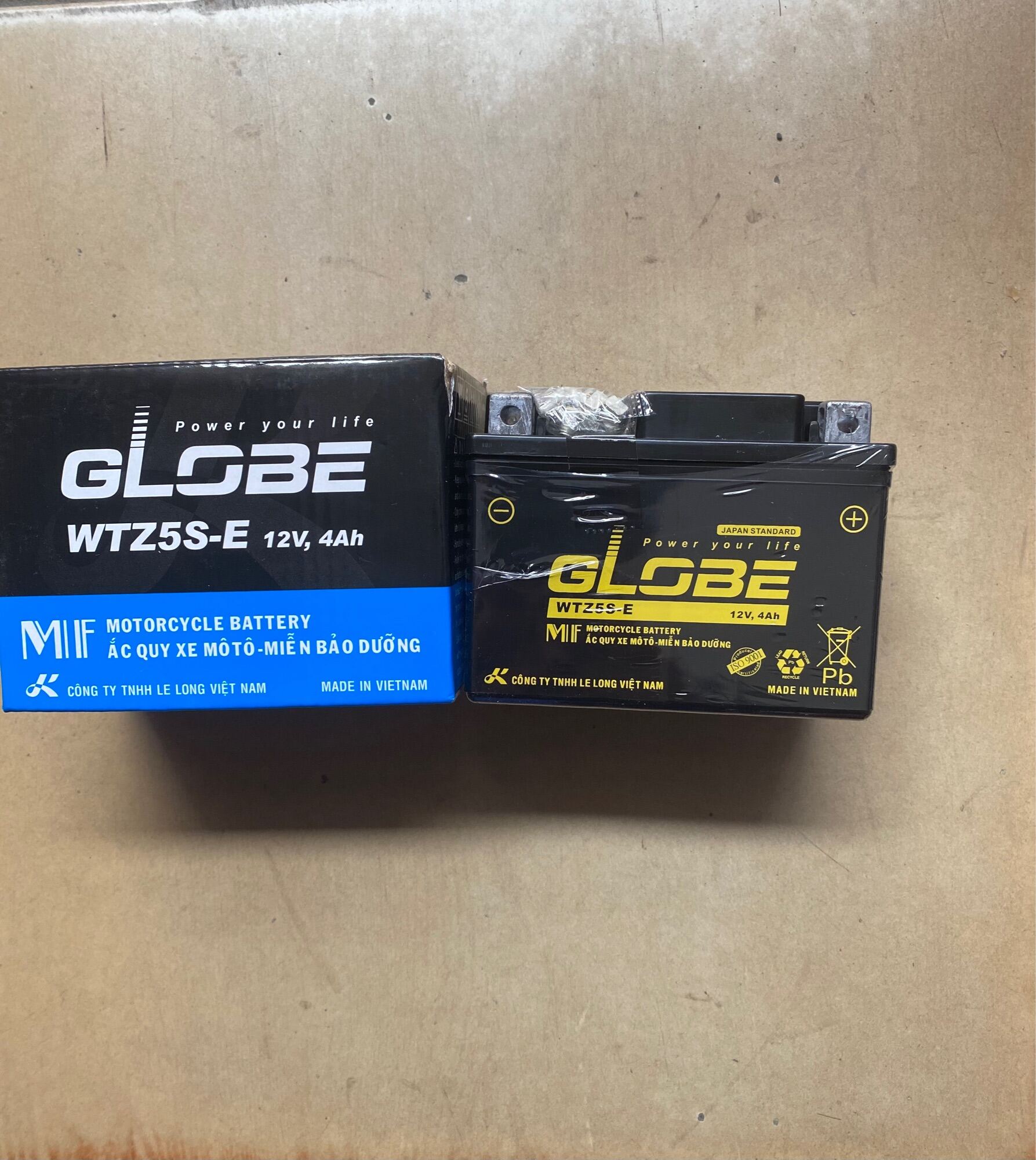 Ắc quy xe máy khô Globe 4AH xe honda wave a,s,rsx,click,blade,