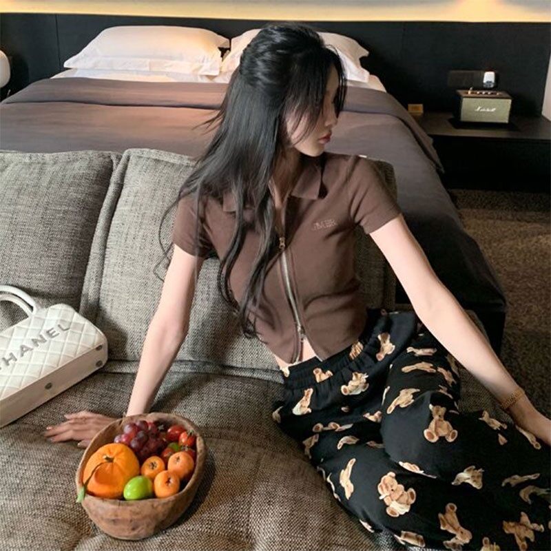 Áo croptop cổ sơ mi phong cách Hàn Quốc dành cho nữ
