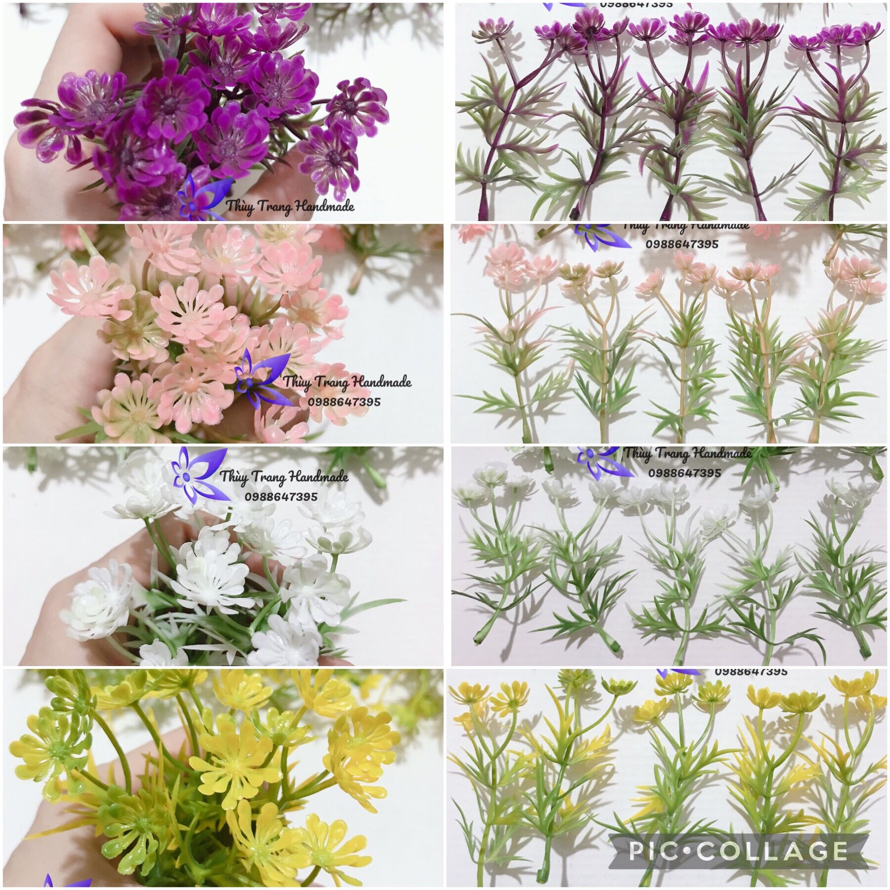 5 nhánh cỏ điểm hoa thạch thảo trang trí bình hoa voan, hoa giấy
