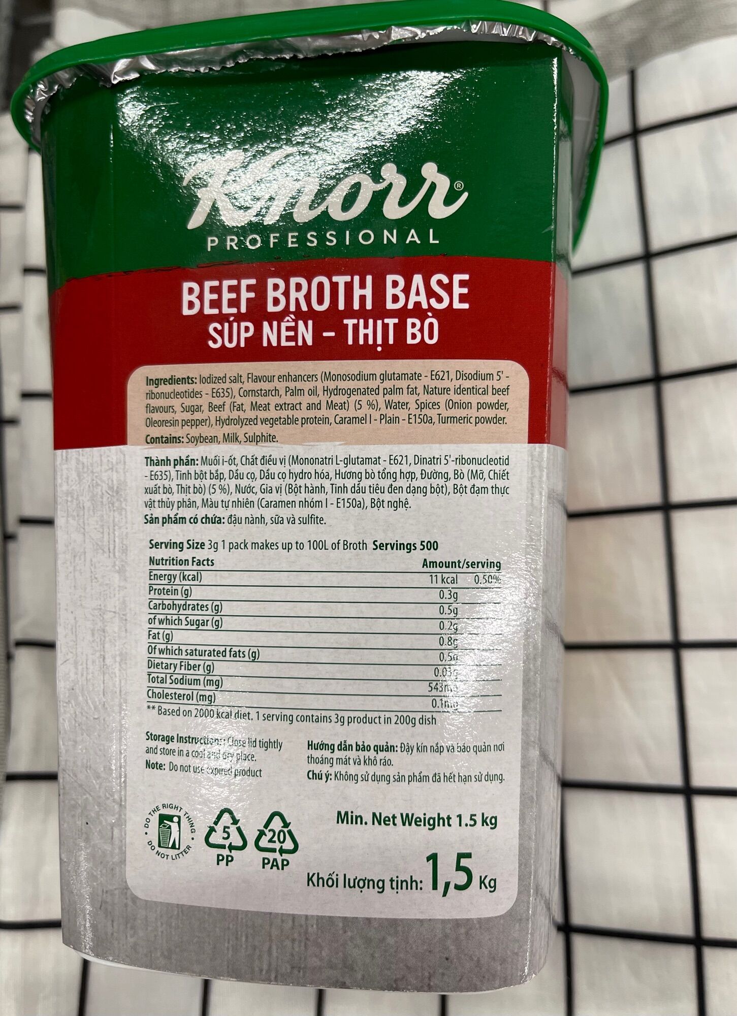 BỘT SÚP NỀN THỊT BÒ KNORR / BEEF BROTH BASE 1.5KG