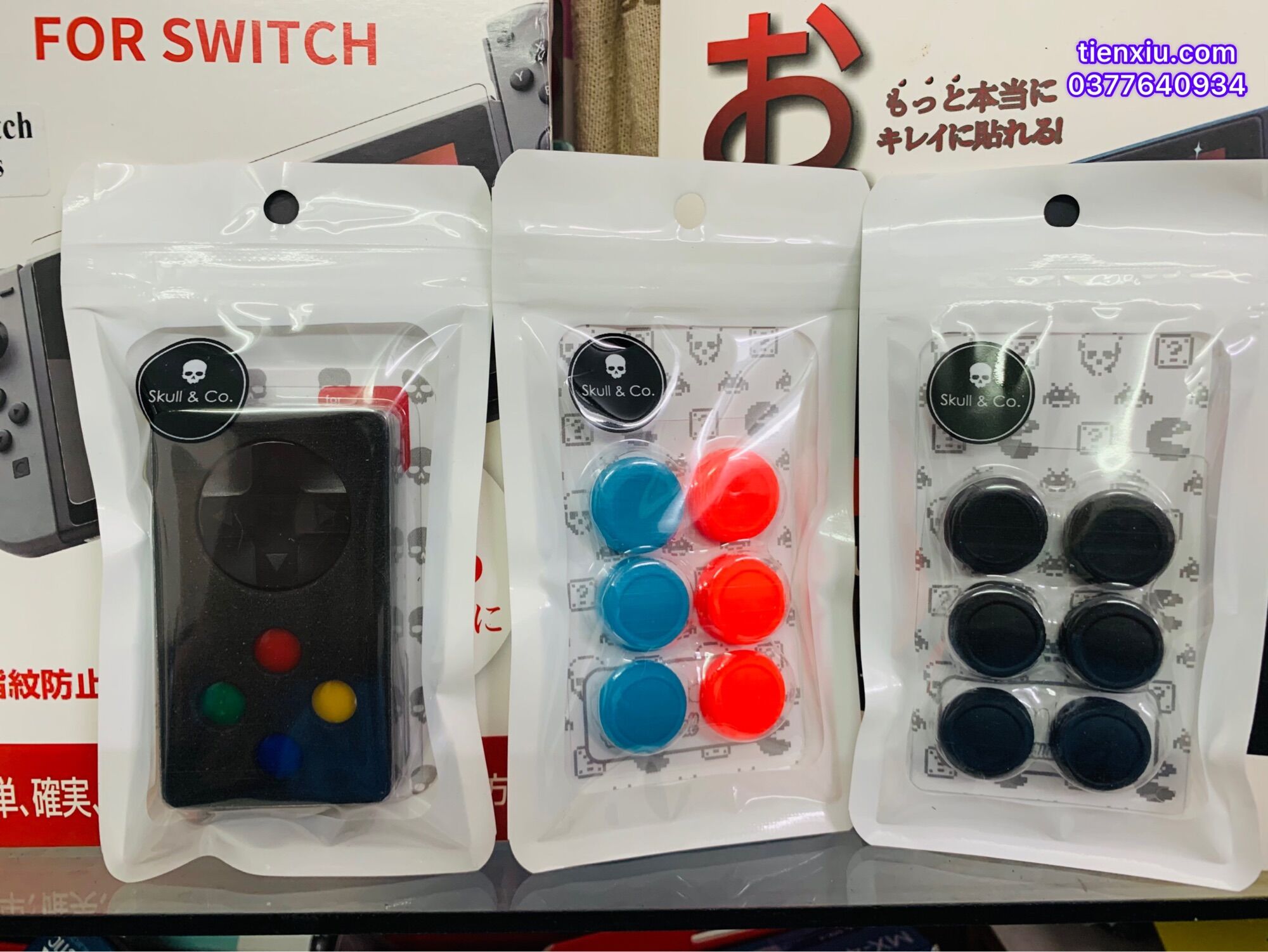 Skull & co - bọc analog dành cho joy-con , dán nút Nintendo Switch