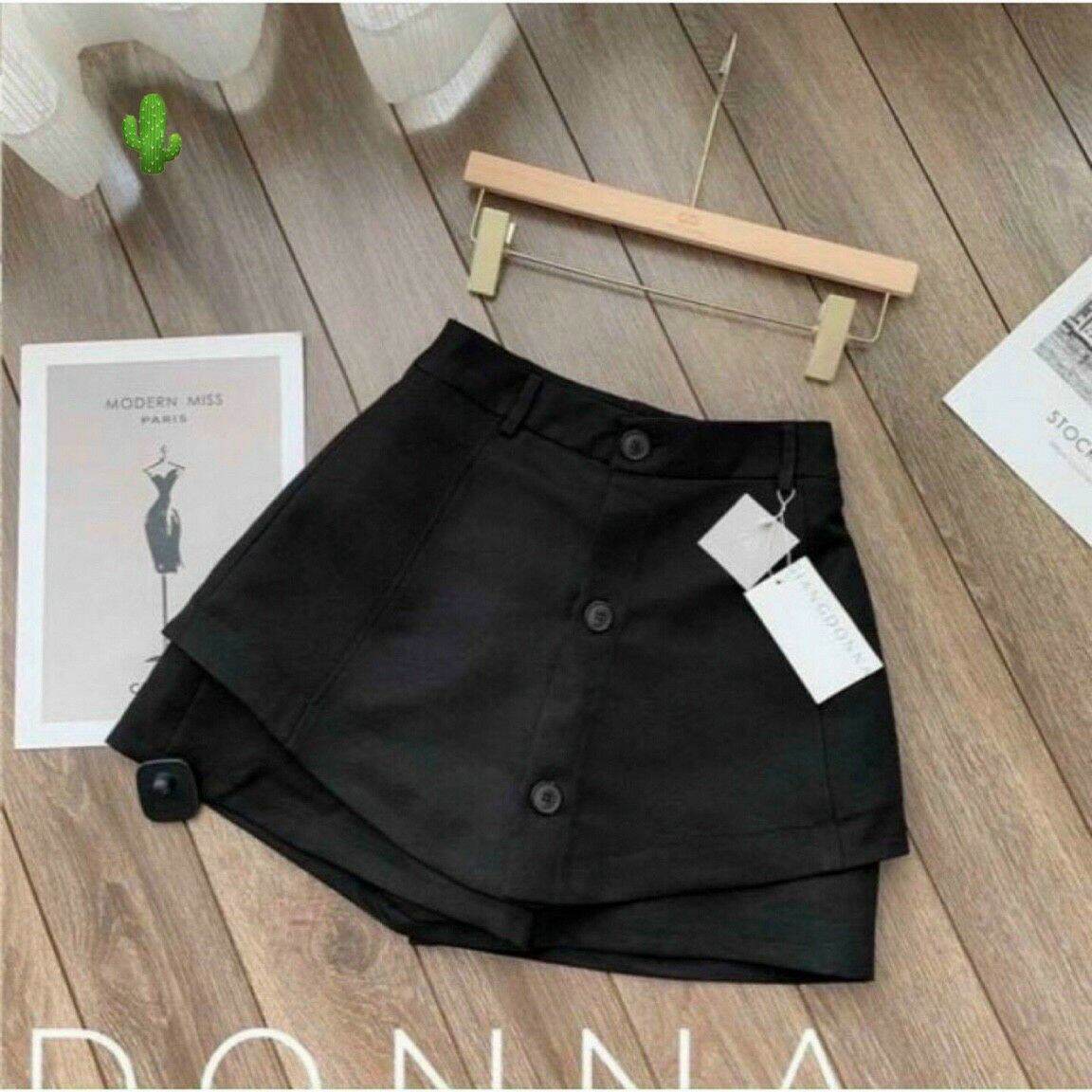Chân váy kaki nút phối giả quần