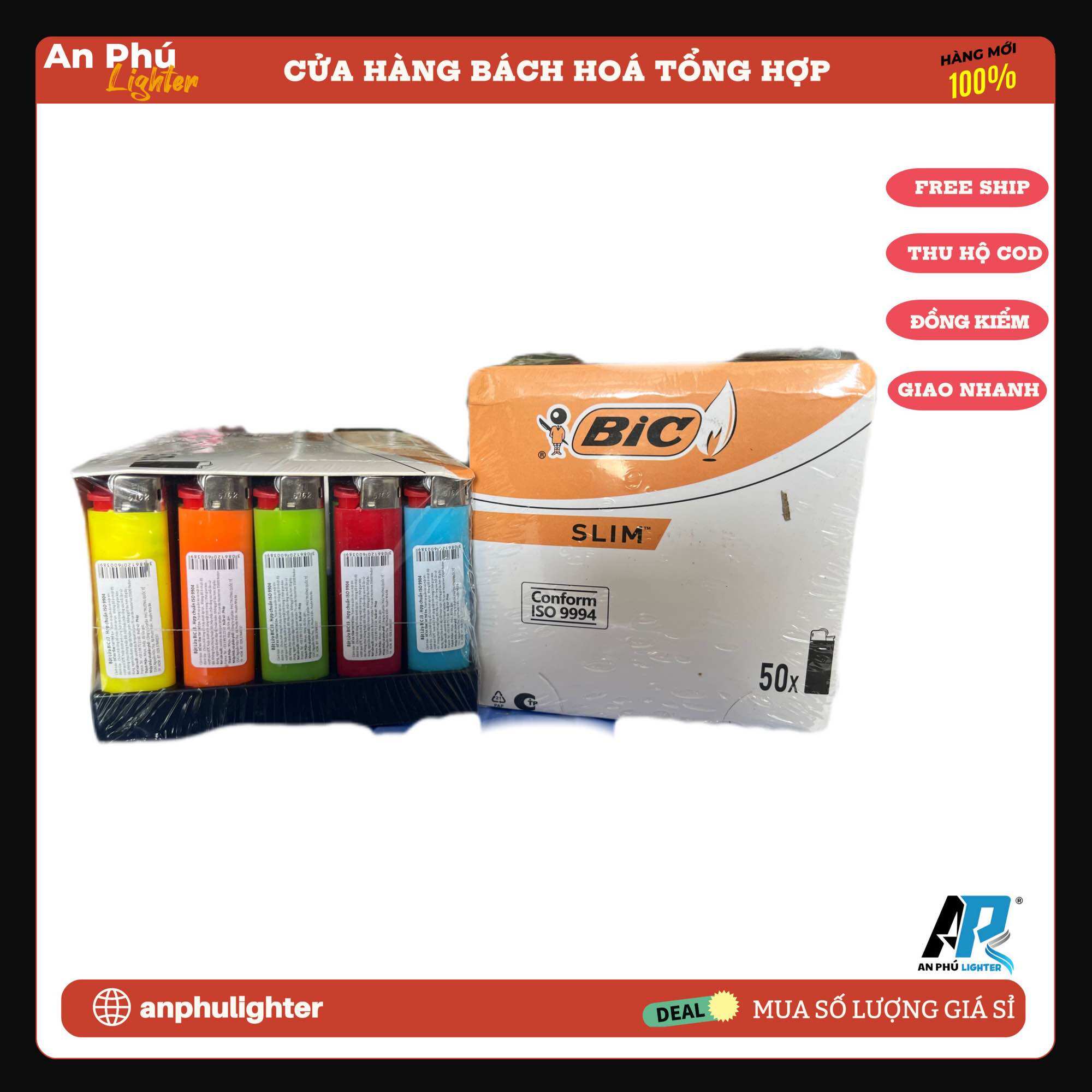   Giá Sỉ   Hộp Quẹt Đá Bic J3 Slim- Size Nhỏ - Hộp 50 Cái 