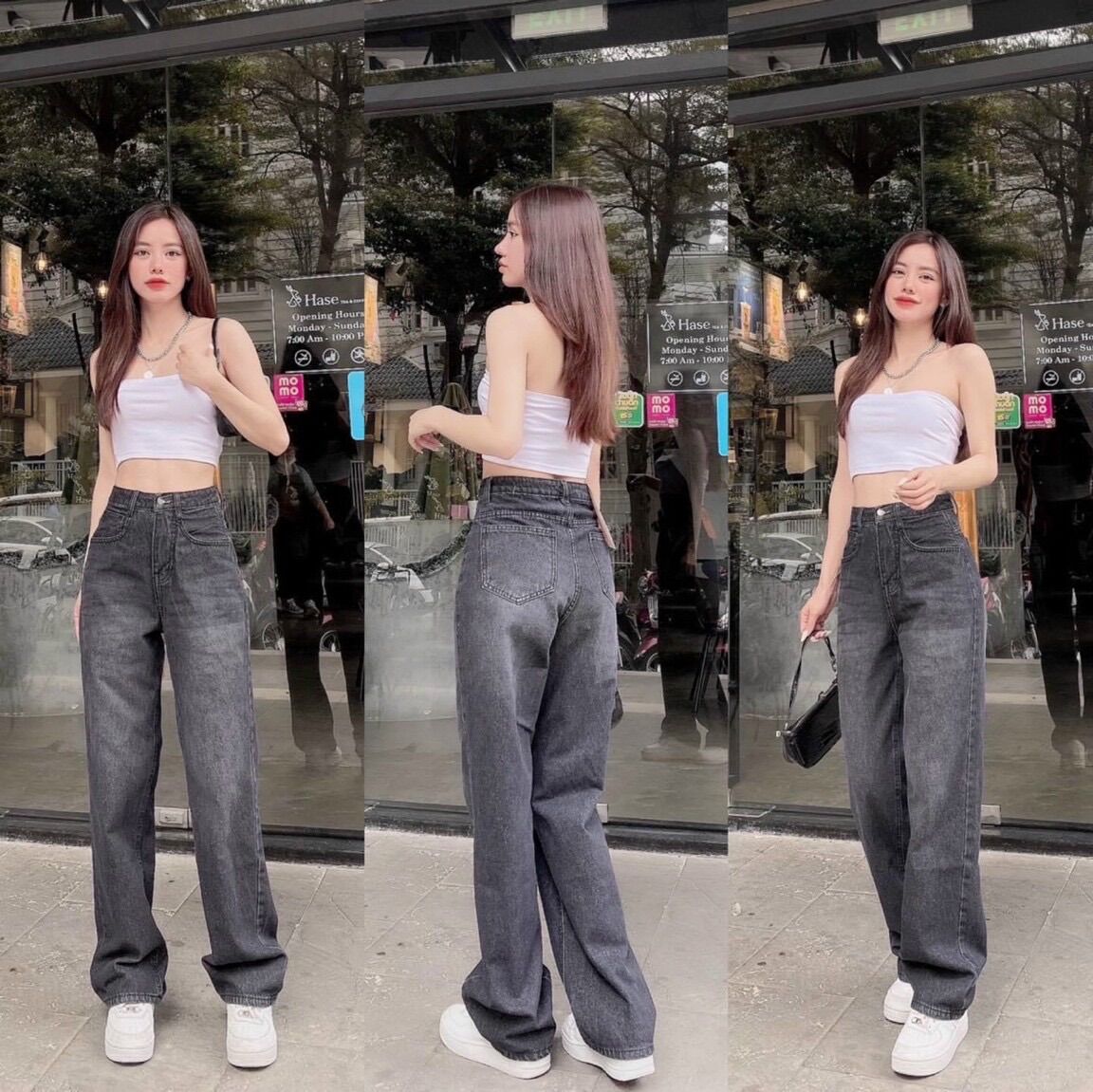 Baggy Jeans Lưng Cao Ống Suông