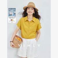 Vimly | Áo Sơ Mi Linen Màu Đỏ Phong Cách Mới Cho Mùa Hè