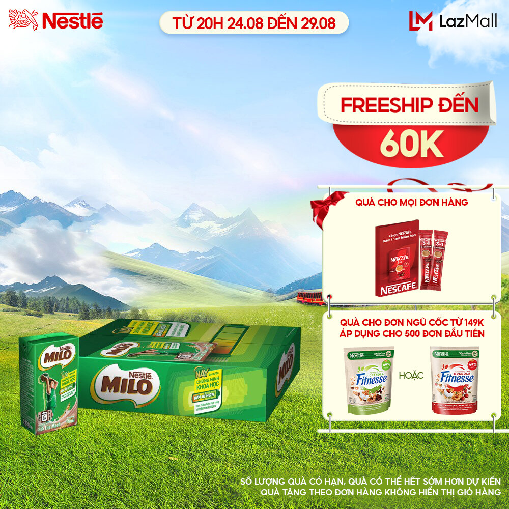 Thùng 48 hộp sữa lúa mạch nestlé® milo® 180ml