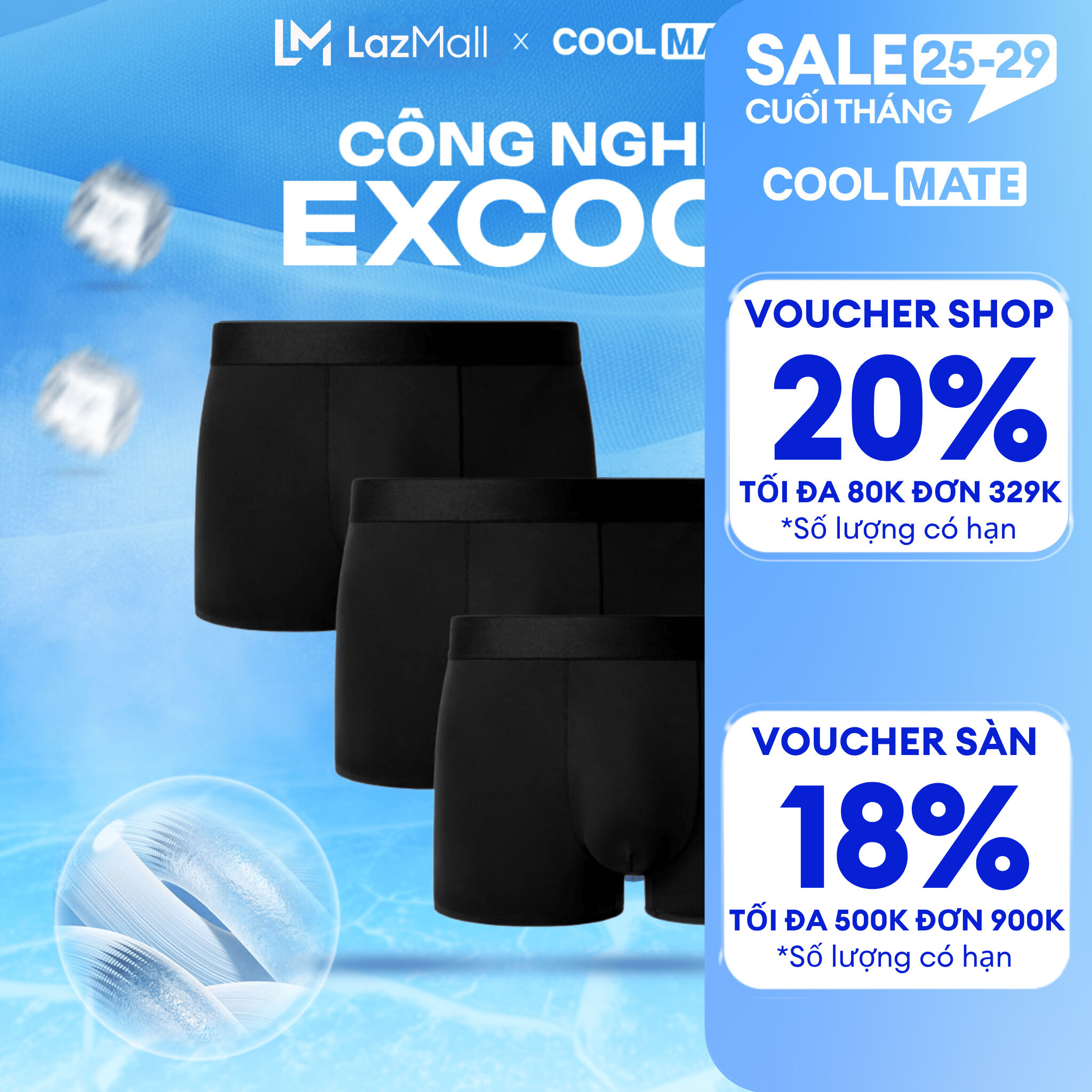 Combo 03 Quần lót nam Trunk Excool Microfiber Seamless (Không đường may) - Coolmate