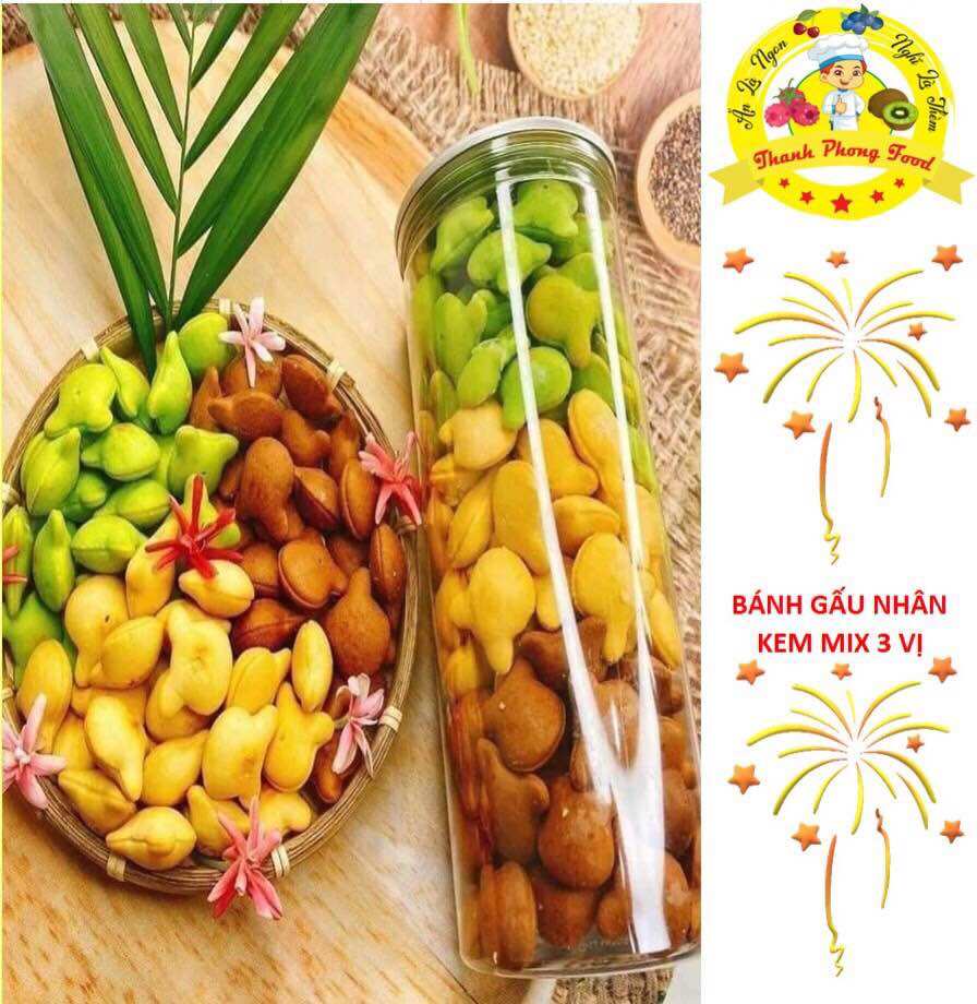 Bánh gấu mix 3 vị - socola, kem sữa, chùm ngây