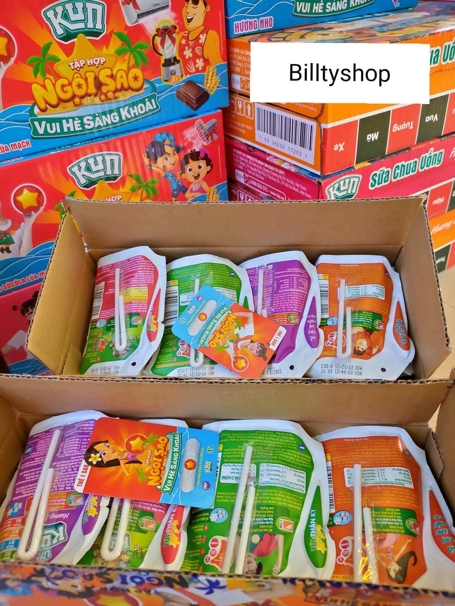 Thùng sữa kun túi mix vị:socola,nhỏ,cam,dâu, ổi(24 túi/thùng)
