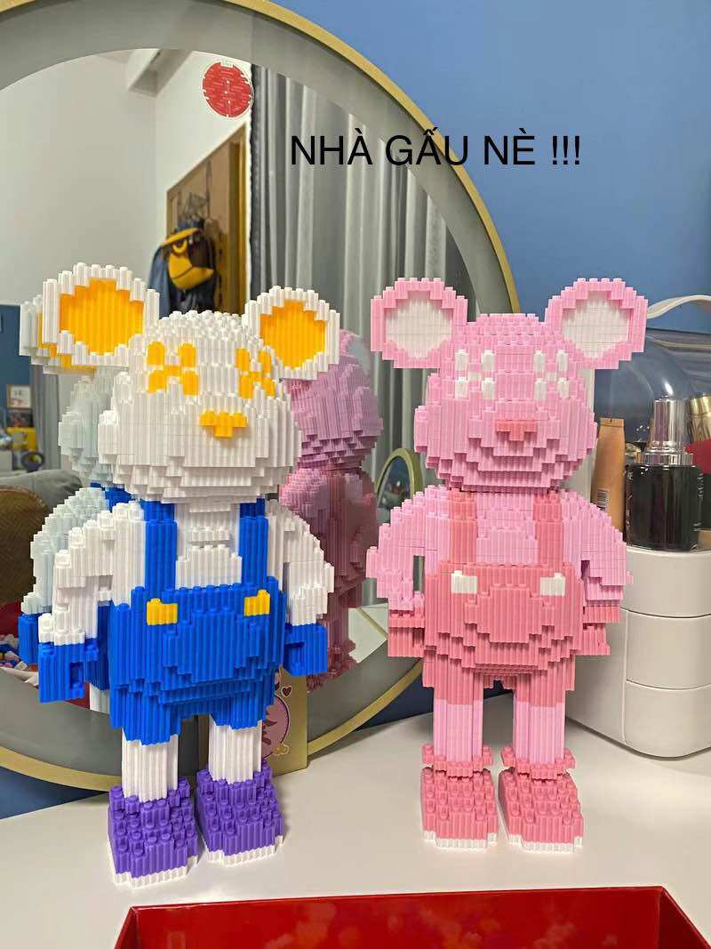 [TẶNG BÚA 🔨] MÔ HÌNH LẮP RÁP COMBO 2 GẤU BEARBRICK 35CM/MUA 1 ĐƯỢC 2