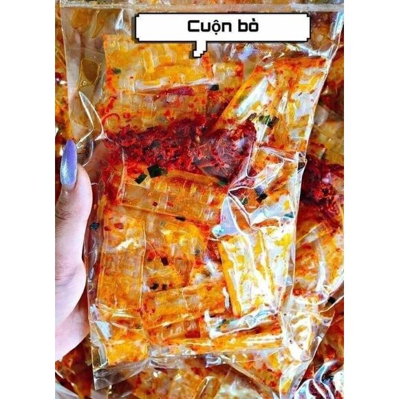 Bánh tráng cuộn tôm hành khô gà - bánh tráng cuộn