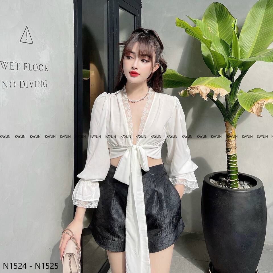 Áo voan ngoài cột eo áo viền ren đẹp from dưới 50kg