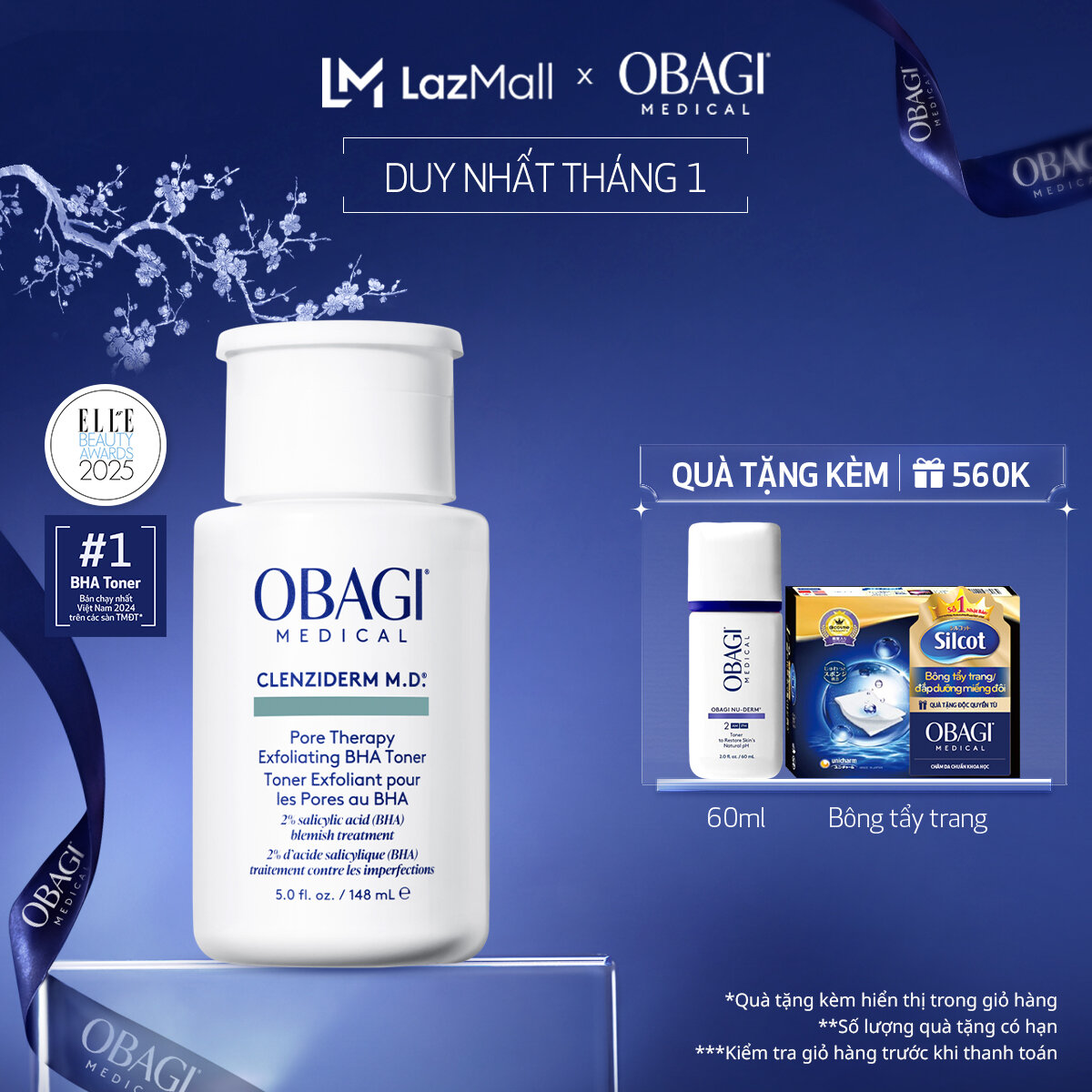 Toner BHA tẩy tế bào chết hỗ trợ giảm mụn CLENZIDERM M.D. Pore Therapy Exfoliating BHA Toner