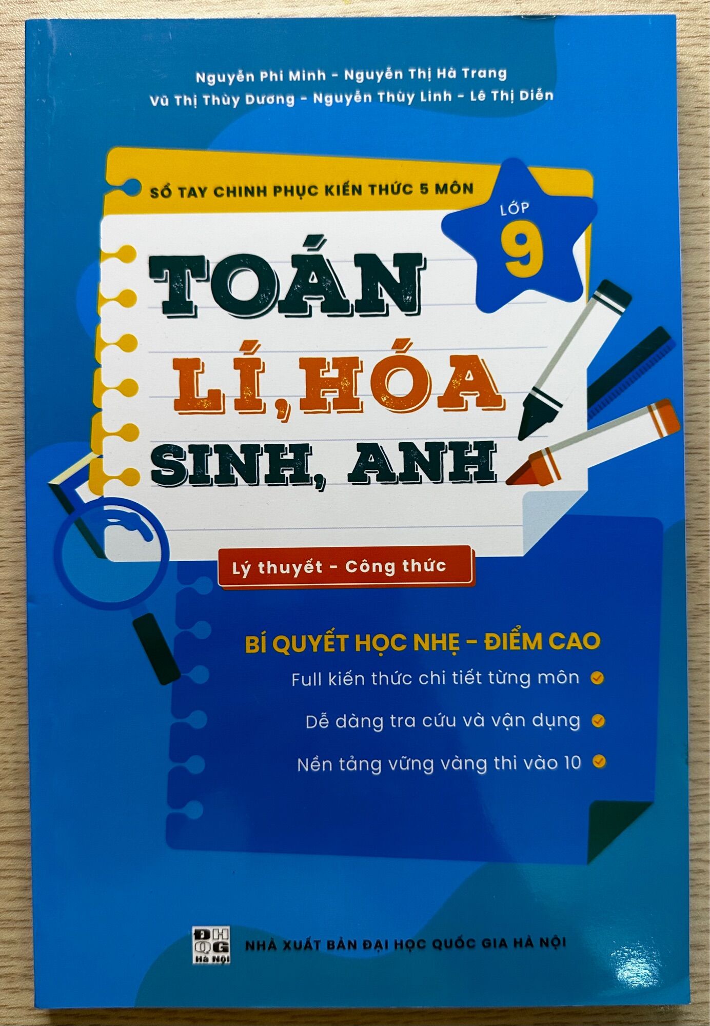 Sổ tay chinh phục kiến thức 5 môn Toán, Lí, Hoá, Sinh,Anh lớp 9