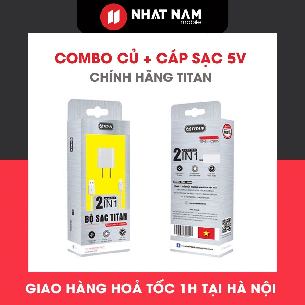 BỘ SẠC CÁP I.PHONE TITAN - HÀNG CHÍNH HÃNG BẢO HÀNH 1 NĂM- CỦ VUÔNG