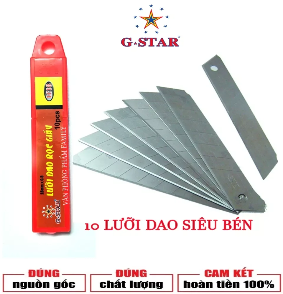 Hộp 10 lưỡi dao rọc giấy G-Star
