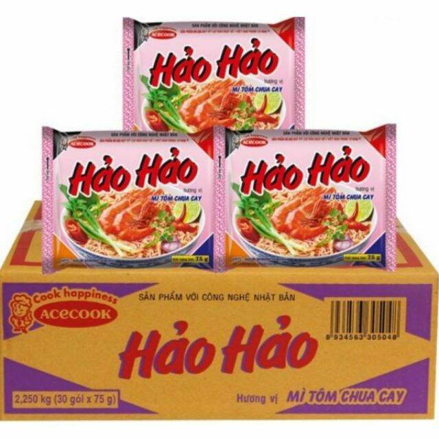 Thùng mì Hảo Hảo vị Tôm chua cay 30gói × 75g