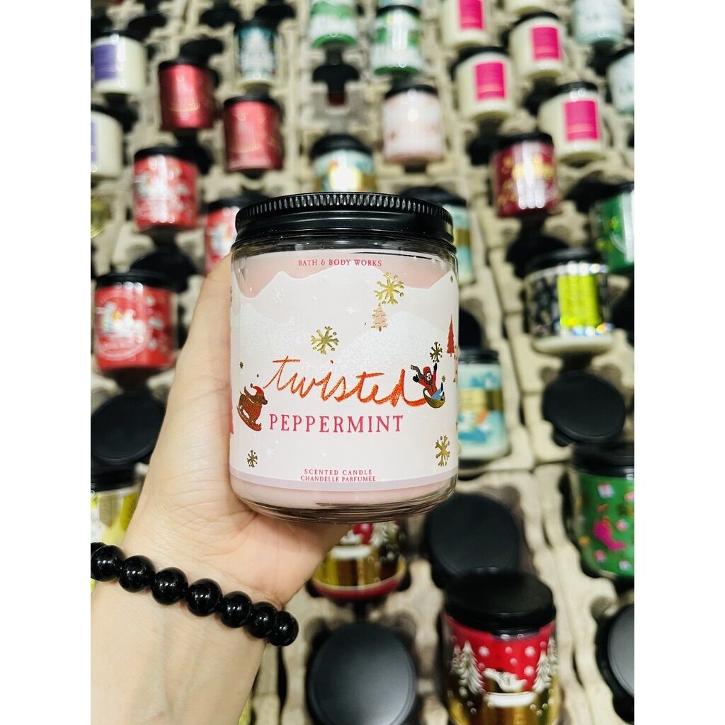 Nến thơm 1 tim Bath & Body Works Twisted Peppermint 198g.
