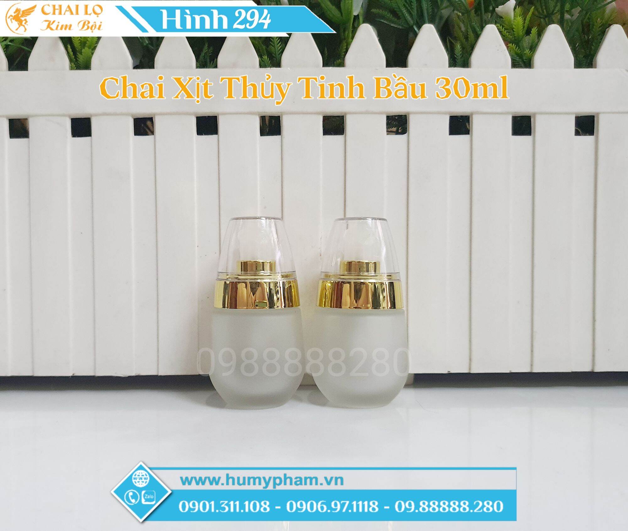 Chai xịt thủy tinh bầu xịt giọt 30ml
