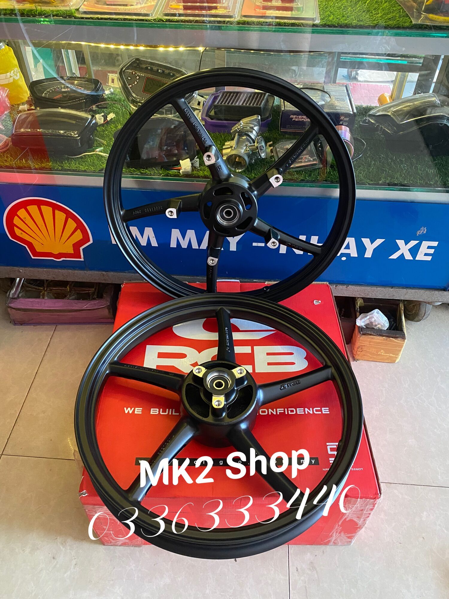 Mâm rcb 5 cây bản 1.6-1.85 cho raider, satria - màu đen và đồng