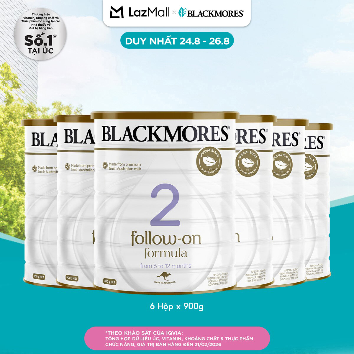 [DATE MỚI] Combo 6 Hộp Sữa Blackmores số 2 Follow-On Formula (900g)