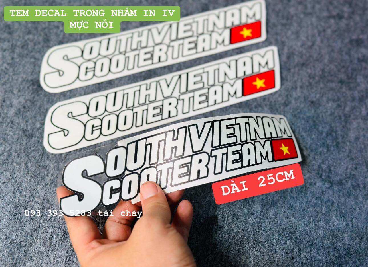 Tem decal dài 25cm trắng trong nhám in uv mực nổi
