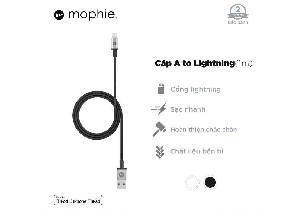 Cáp mophie usb-a to lightning 1m cho iphone/ipad