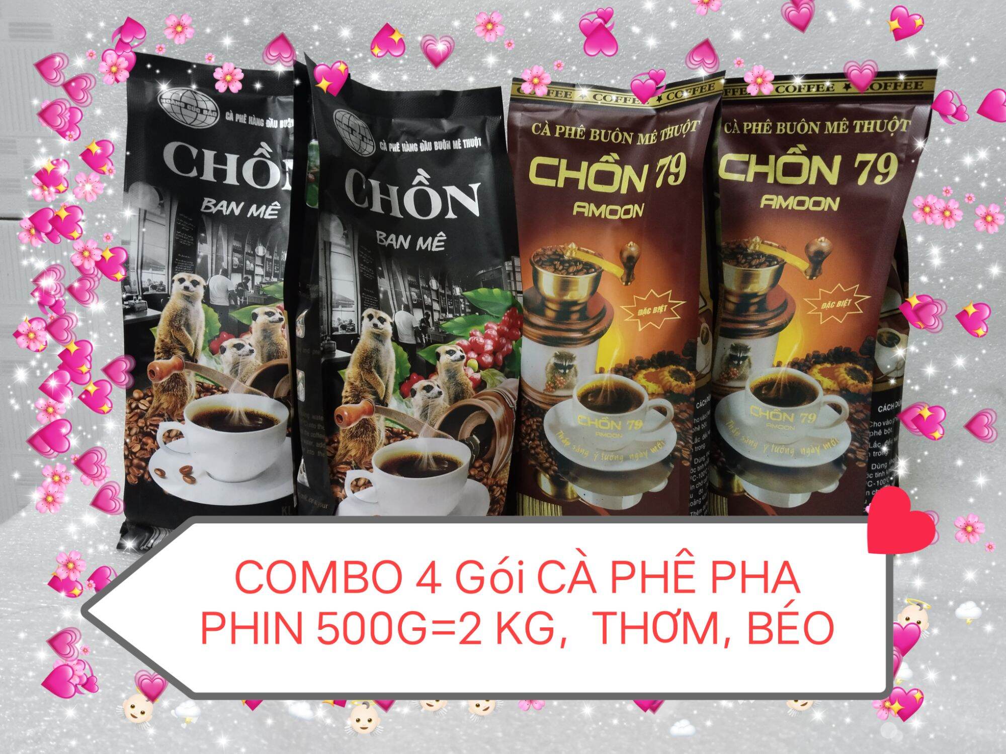 combo 4gói cà phê pha phin 500g=2kg( CHỒN BAN MÊ+CHỒN 79) THƠM BÉO ÍT ĐẮNG.