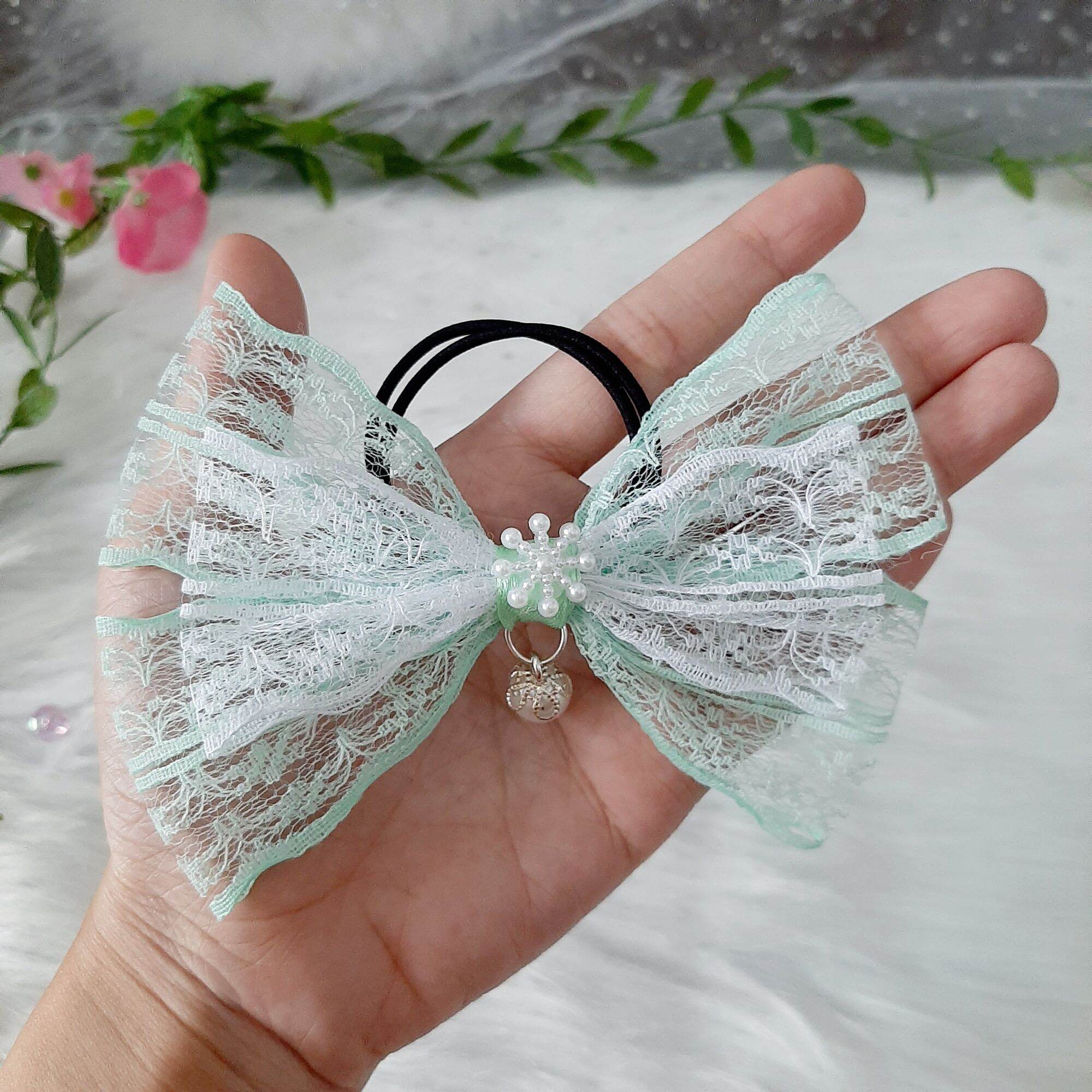 Cột tóc nơ lưới đính ngọc (mua 9 tặng 1)