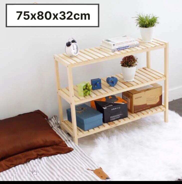 Kệ dép gỗ thông trắng (ngang 80cm sâu 32cm) nhiều tầng