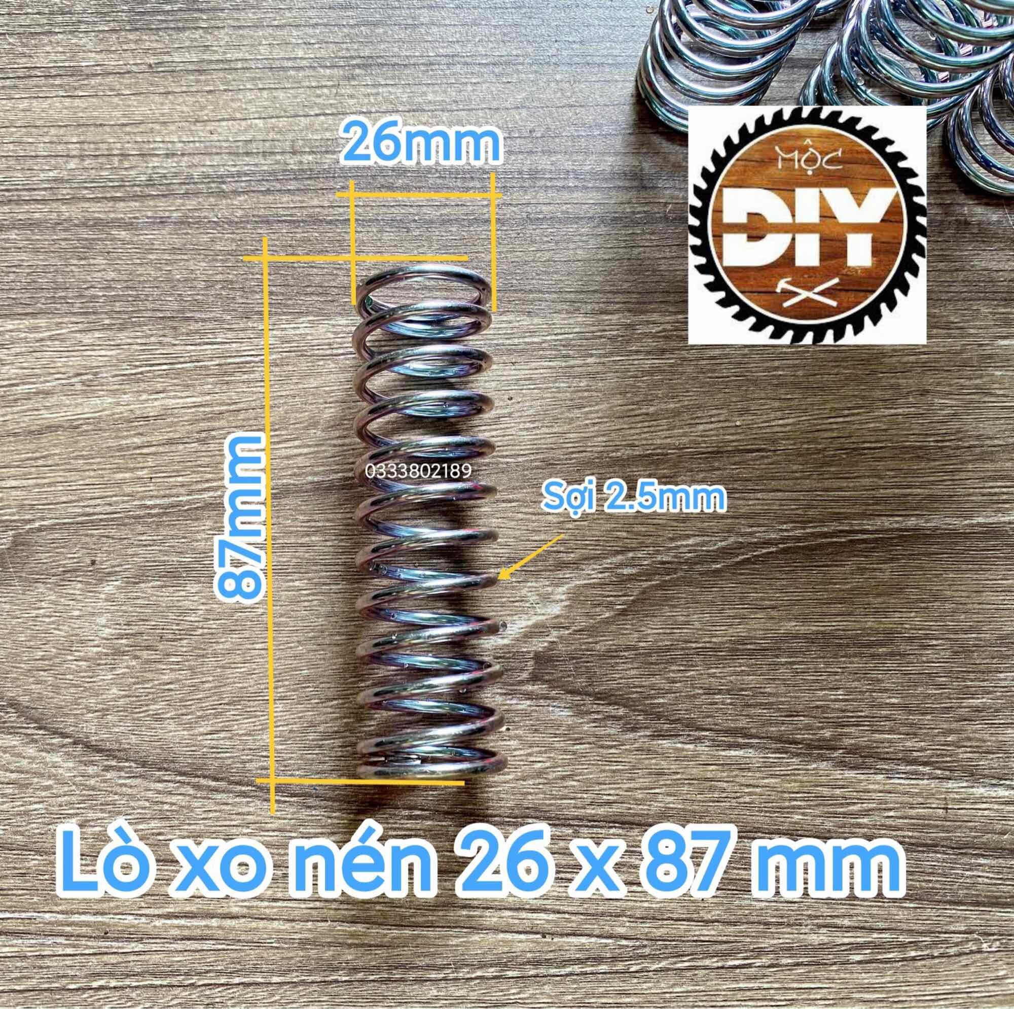 Lò xo nén phi 26, dài 87mm, sợi 2.5mm (set 2)