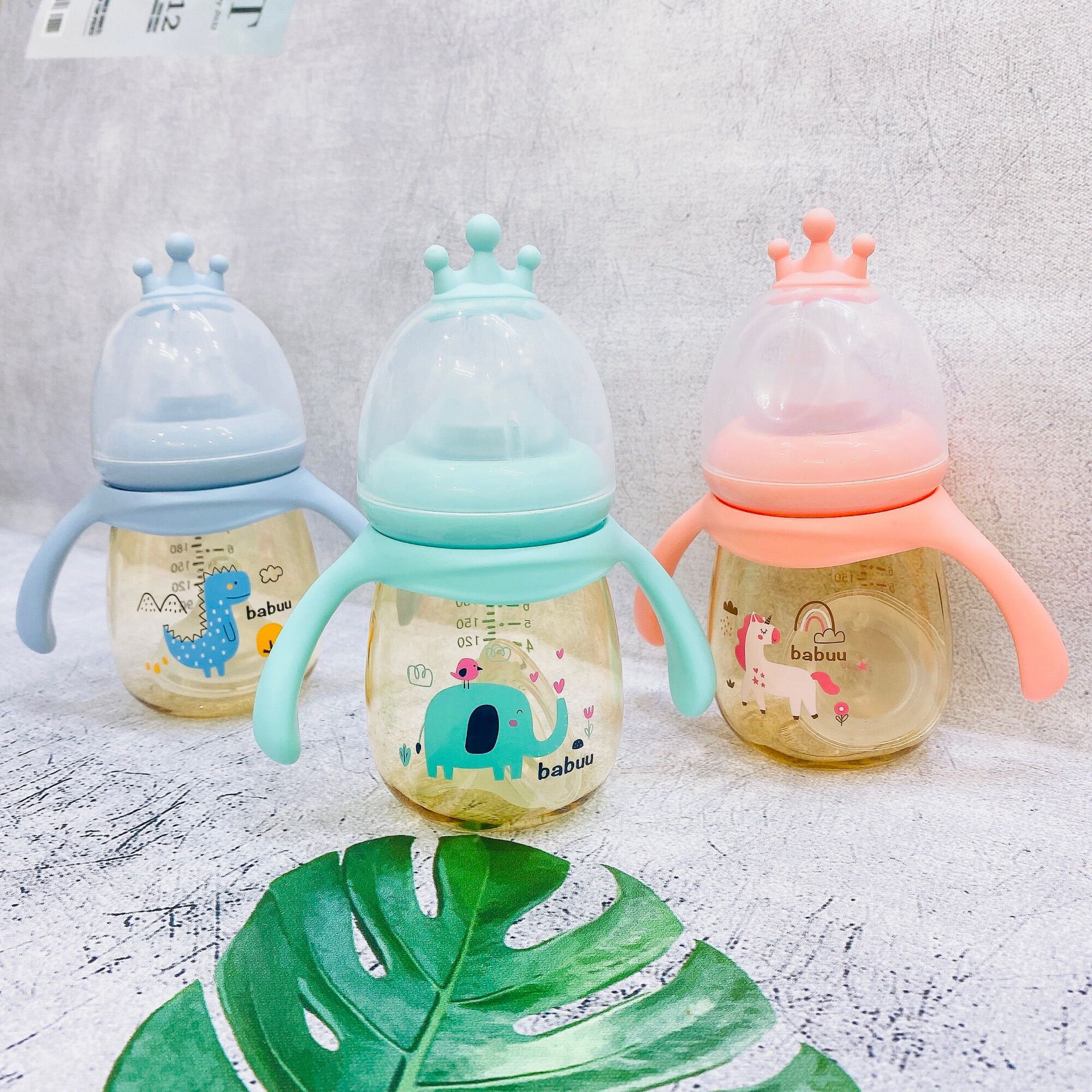 (tặng 1 núm ti) Bình sữa PPSU cổ rộng cao cấp Babuu