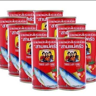Lốc 10 hộp cá mồi 3 cô gái Thái nắp khui