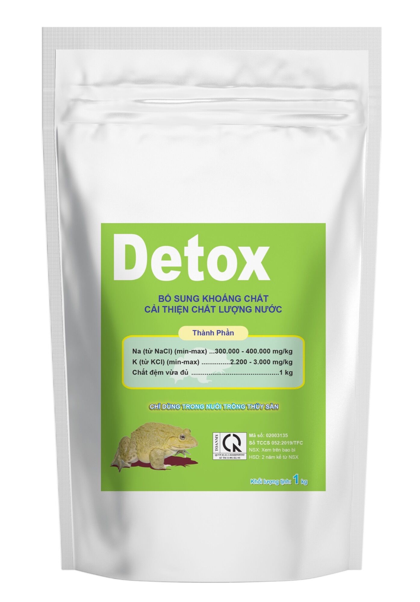 Detox bổ sung khoáng, giảm stress cho ếch, lươn, cá.