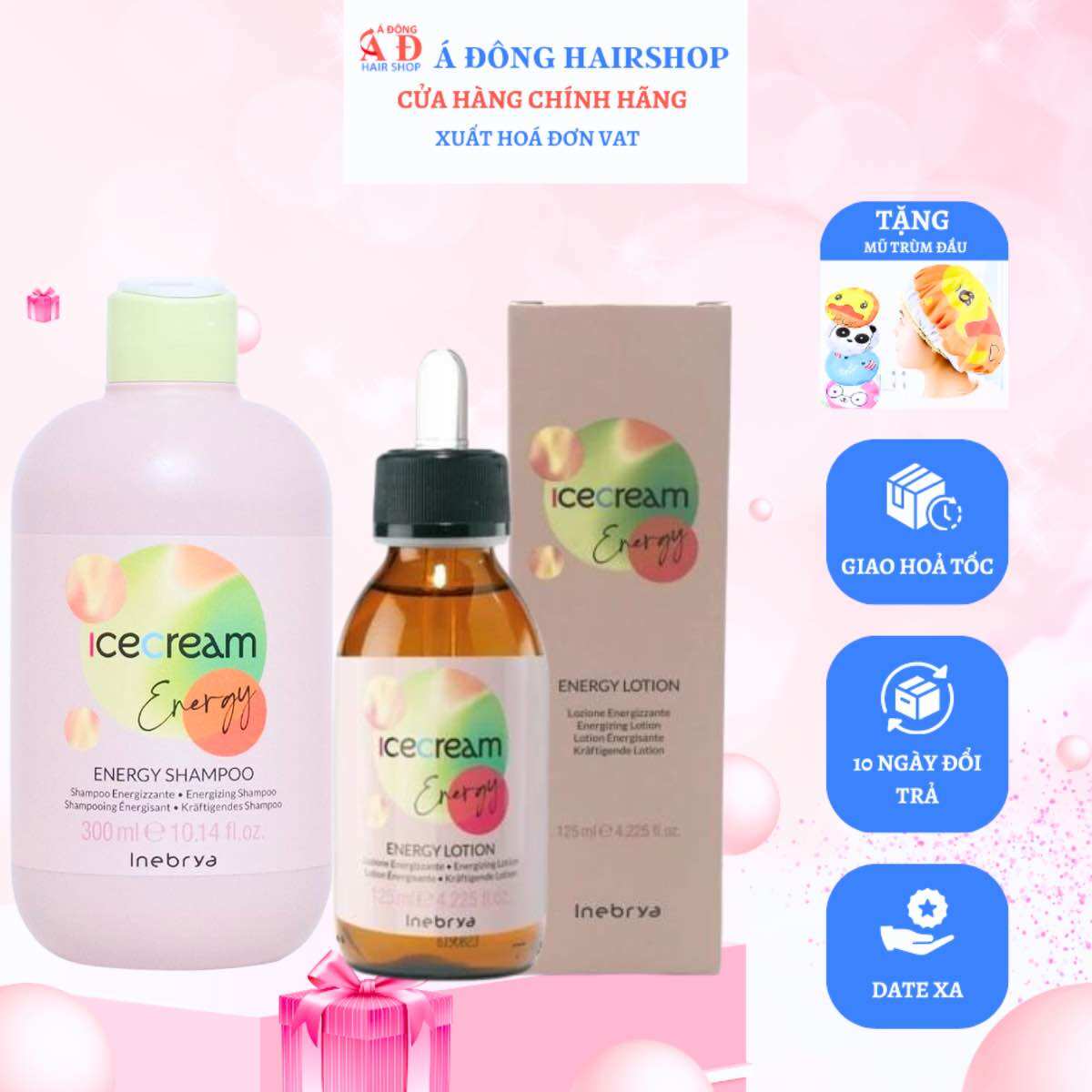 [+Tặng mũ trùm] Tinh chất Lotion ngăn rụng tóc Inebrya Energy 125ml