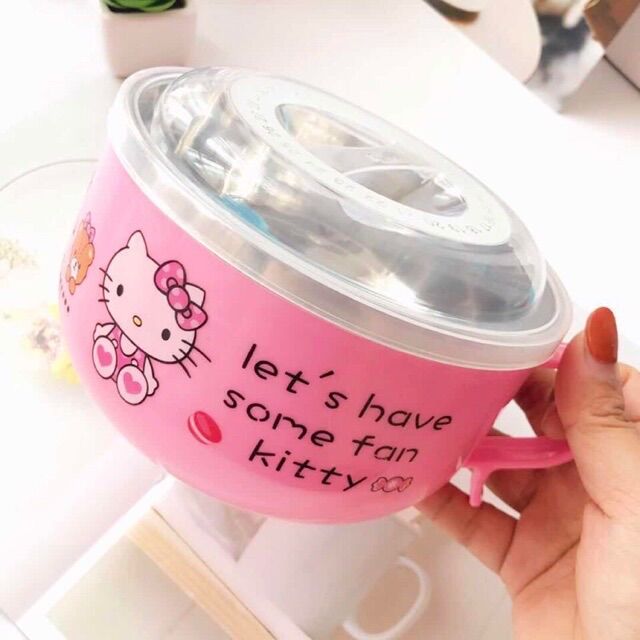 Tô nhựa inox ăn mì Hello Kitty - Doremon Doraemon