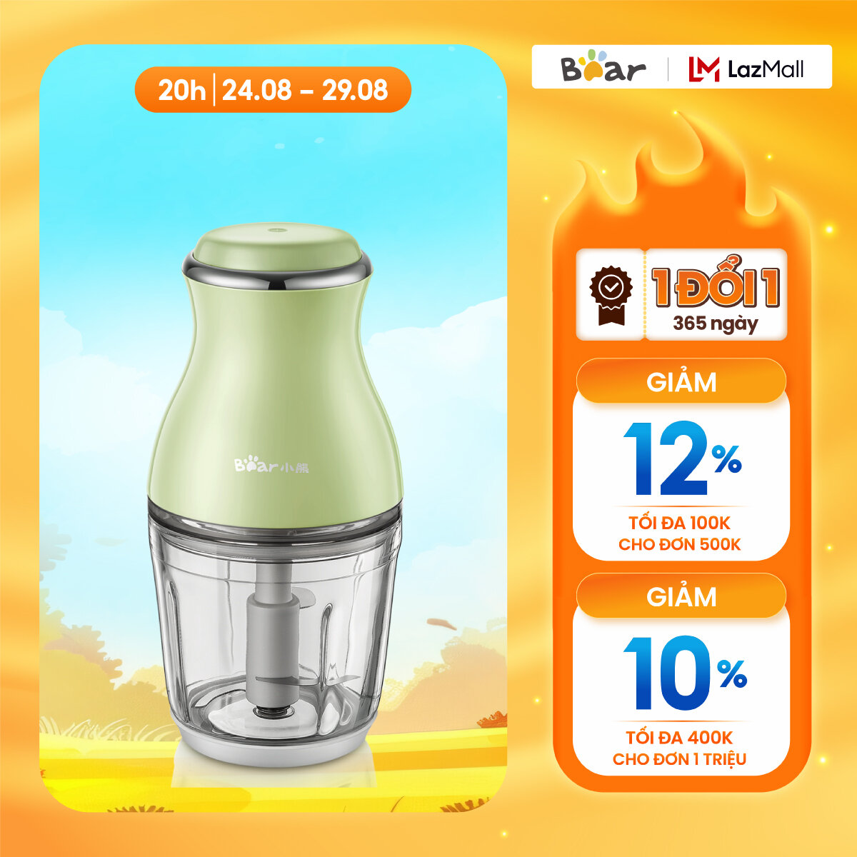 Máy Xay Thực Phẩm Đa Năng, Đồ Ăn Dặm Cho Bé Bear 600ml QSJ-B02U2/QSJ-B02X5 - Chính Hãng - Bảo hành 18 tháng