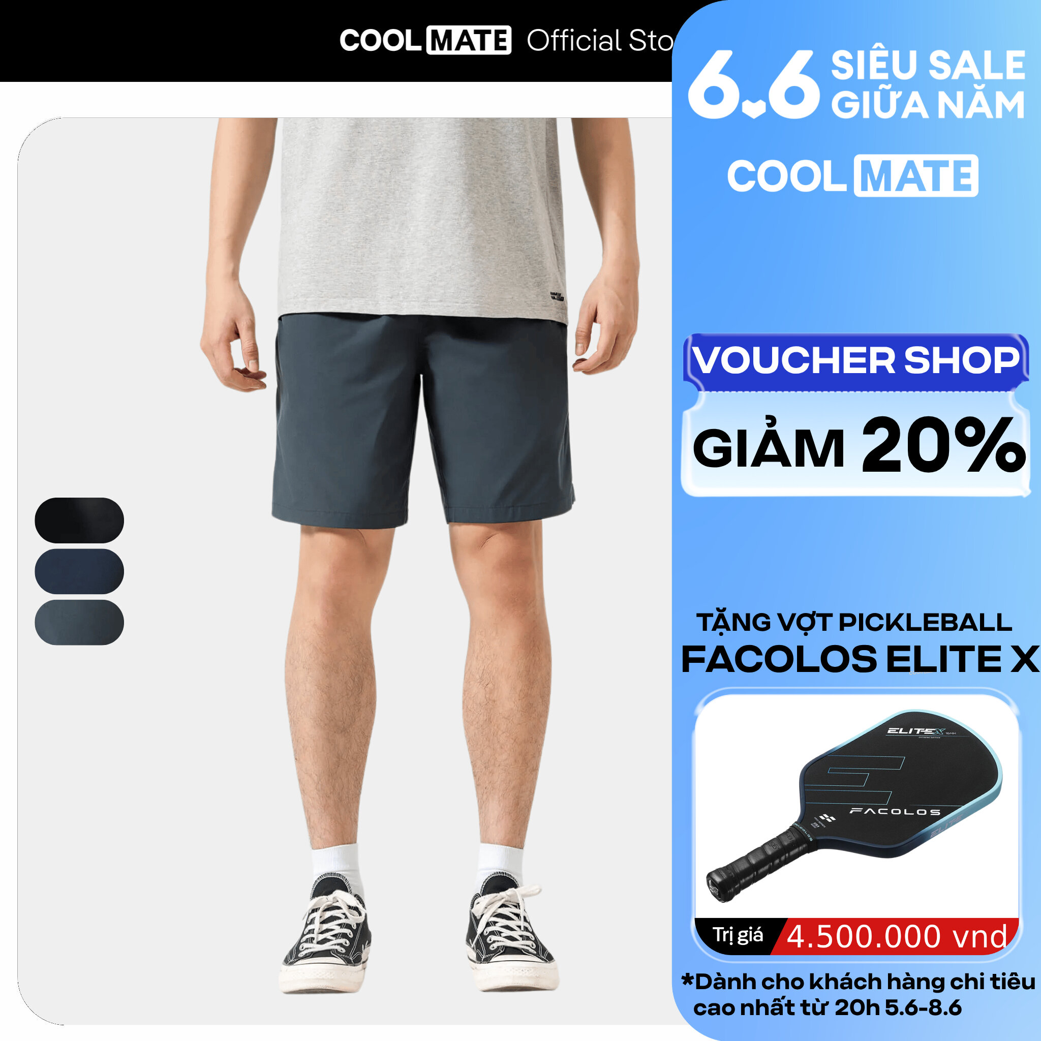 [GIÁ TỐT]COOLMATE - Quần nam Daily Short - sợi Sorona, nhuộm Cleandye