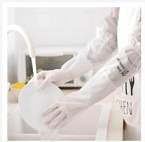 Găng tay cao su siêu dai dài tay cổ chun lót nỉ